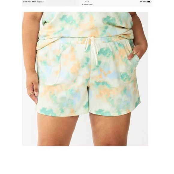 SONOMA fleece shorts woman’s‎ size 2X color called green blue cloud NWT … - Picture 13 of 15